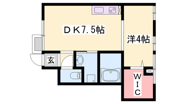 コンフォート双葉III(1DK/1階)の間取り写真