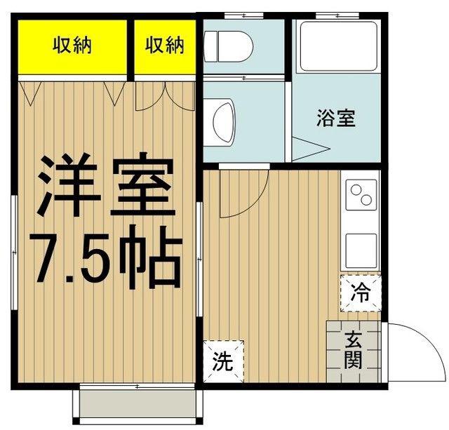 JR南武線 西国立駅 徒歩7分 2階建 築20年(1K/1階)の間取り写真