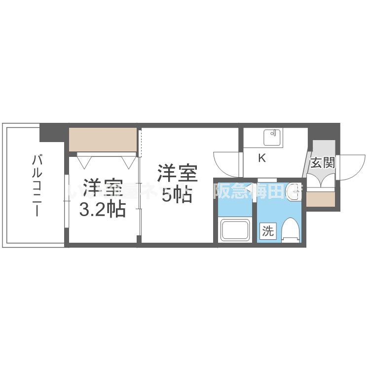 セレニテ江坂ルフレ(2K/6階)の間取り写真