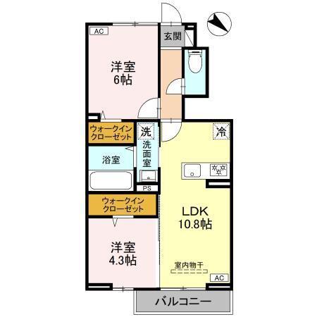 CLASSEUM桶川泉 I(2LDK/1階)の間取り写真