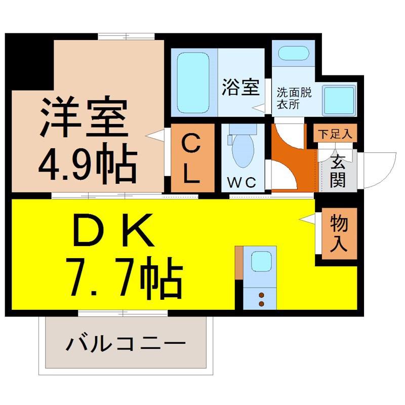 メイクス上前津IV(1DK/11階)の間取り写真