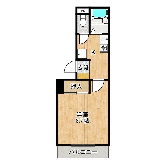 篭上第三マンション(1K/2階)の間取り写真