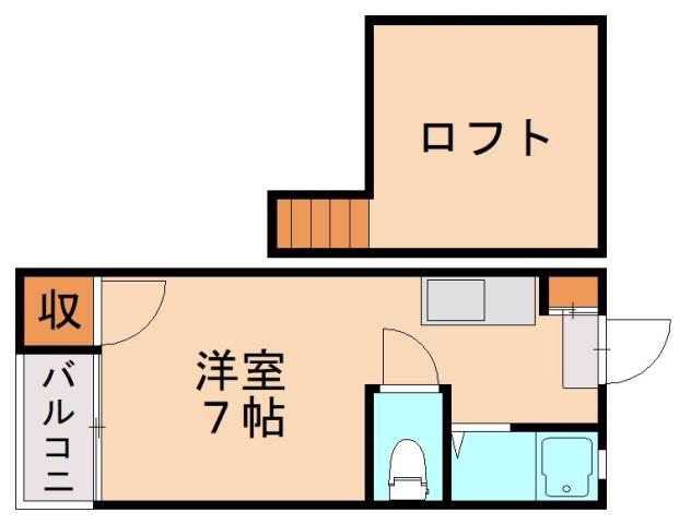 コスモハイツI(1K/2階)の間取り写真