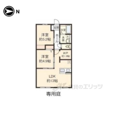 CANTISLAZY2(2LDK/1階)の間取り写真