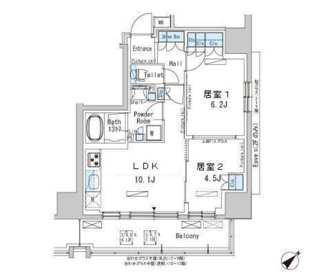 パークアクシス西巣鴨(2LDK/4階)の間取り写真