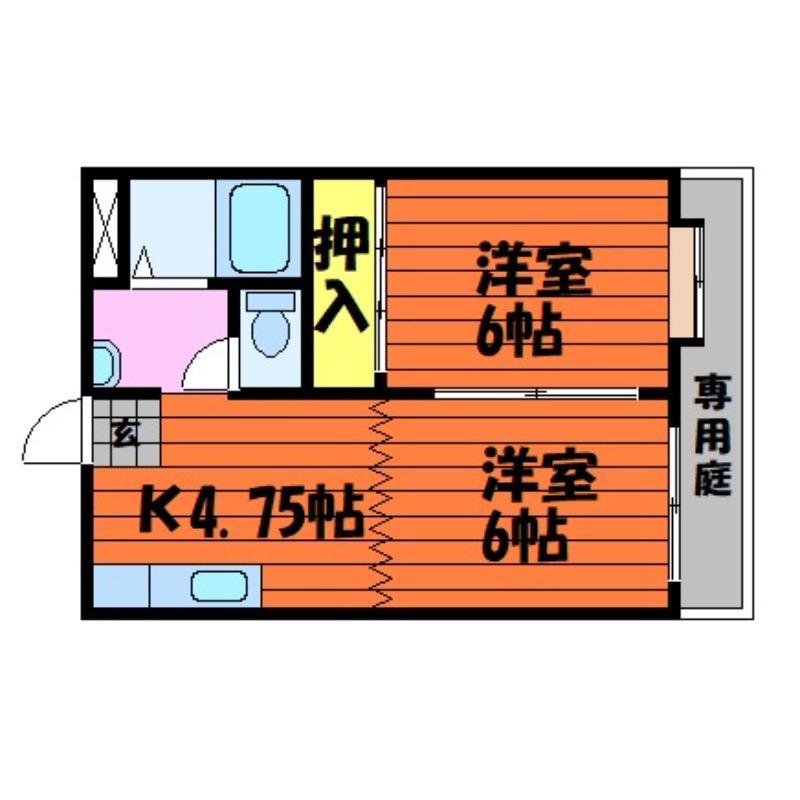 LMメゾンB棟(2K/1階)の間取り写真