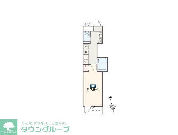 MELLAS川口(1K/1階)の間取り写真
