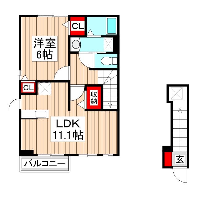 スプリング グリーン A(1LDK/2階)の間取り写真