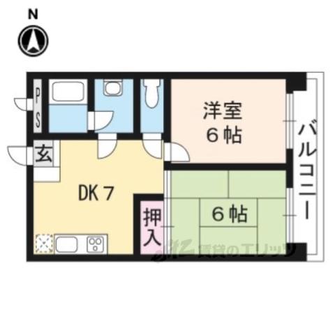 ハイツ吉田(2DK/3階)の間取り写真