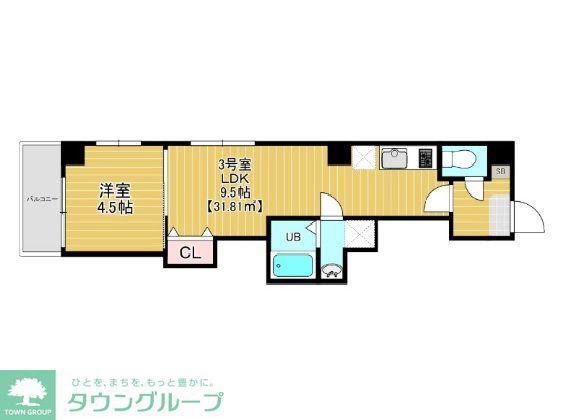 ベルテ千葉中央(1LDK/4階)の間取り写真