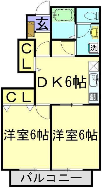 ステイブル(2DK/1階)の間取り写真
