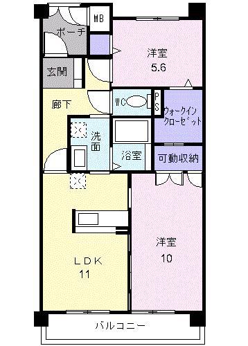 ヴィラアルビレオ(2LDK/1階)の間取り写真
