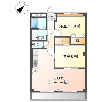 サンフォレスト曙(2LDK/3階)の間取り写真