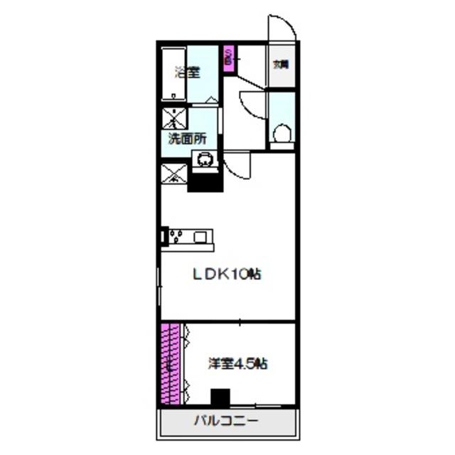 ラ・フェリシア東中浜(1LDK/3階)の間取り写真
