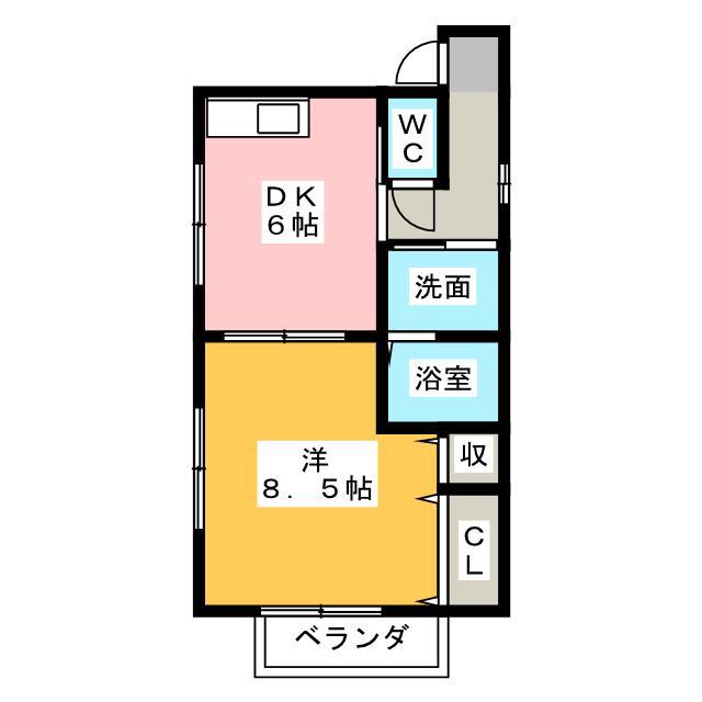 セジュールナベタ(1DK/1階)の間取り写真