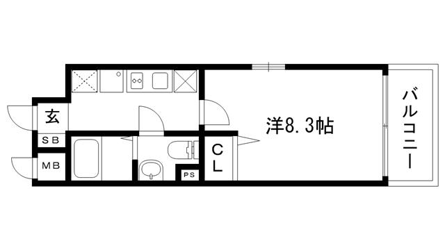 アドバンス三宮IVルシール(1K/8階)の間取り写真