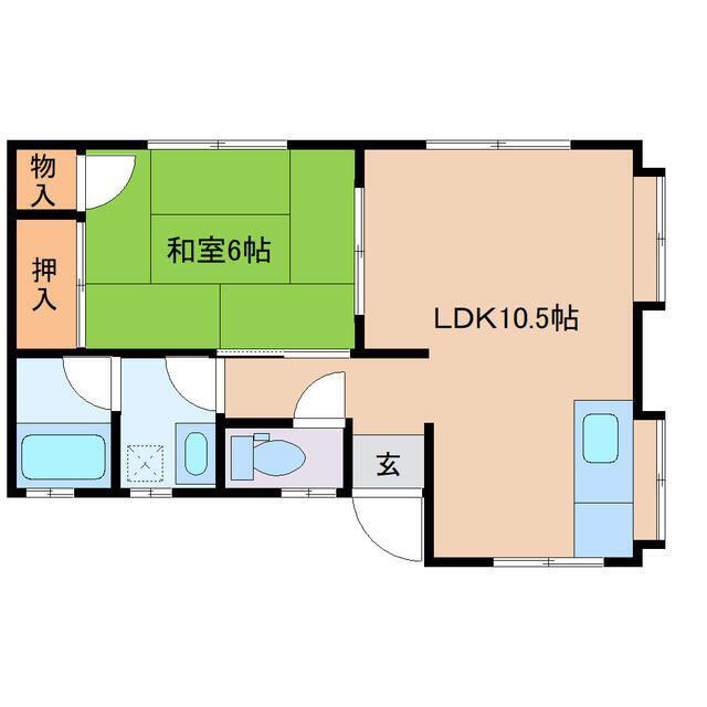 エリカハイツイイオカ(1LDK/1階)の間取り写真