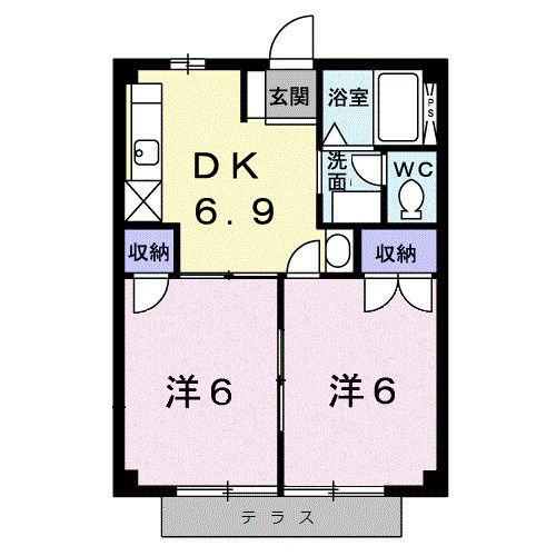 ヴィラージュ島田(2DK/1階)の間取り写真