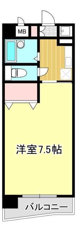 メトロノーム中島(1K/4階)の間取り写真