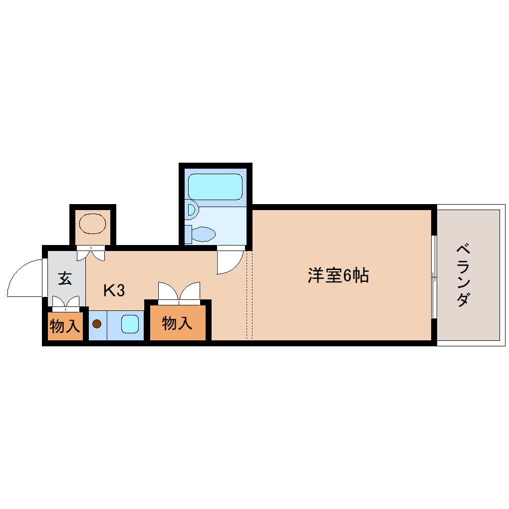 クレアーレ学園前(ワンルーム/3階)の間取り写真