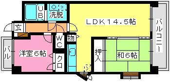 ハーベスト大橋(2LDK/2階)の間取り写真