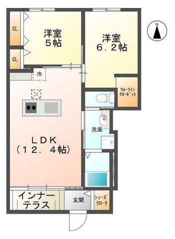 ソル・マリーナ(2LDK/1階)の間取り写真
