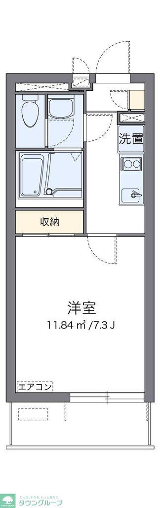 クレイノ善進本町(1K/2階)の間取り写真