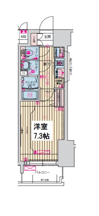 ララプレイス大阪福島プレッソ(1K/14階)の間取り写真