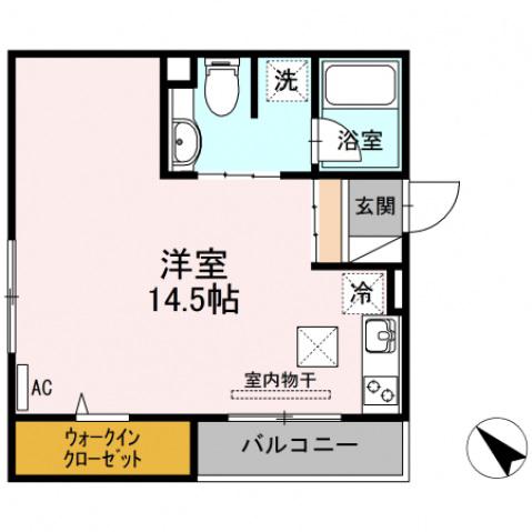 シャルマン深江 B棟(ワンルーム/1階)の間取り写真