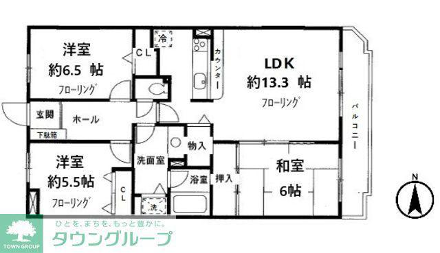 ロイヤルヒルズ高砂(3LDK/3階)の間取り写真