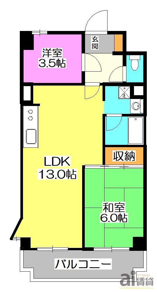 入間市駅前ビル(2LDK/7階)の間取り写真