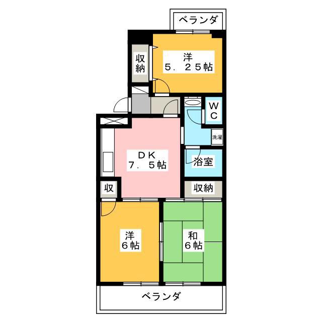ピネハイブリッジ(3DK/1階)の間取り写真