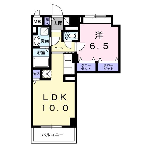 サンライズ 江平中町(1LDK/7階)の間取り写真