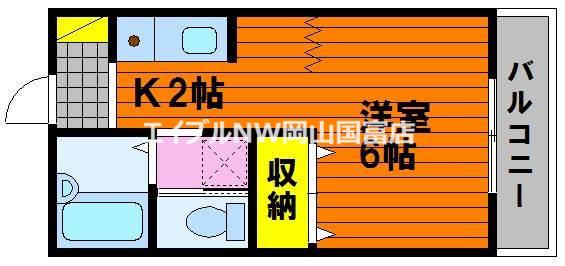 ナーリー吉永(1K/1階)の間取り写真
