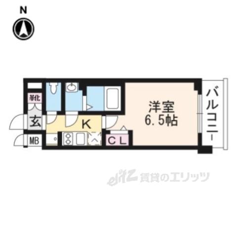 プレサンス京都二条 京華(1K/3階)の間取り写真
