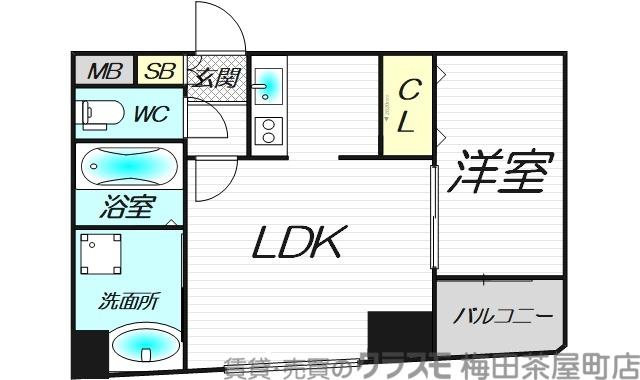 コスモ釣鐘町(1LDK/8階)の間取り写真