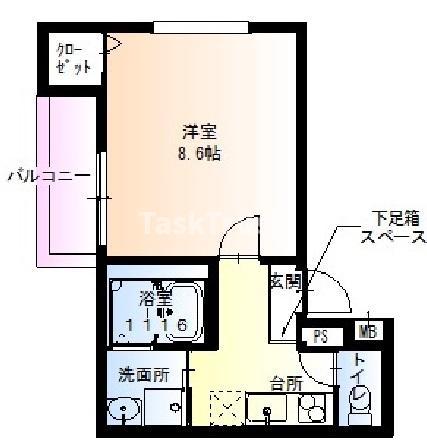 フジパレス都島御幸町III番館(1K/2階)の間取り写真