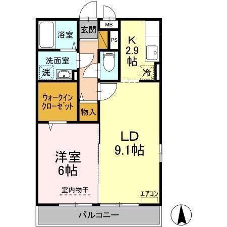 エミネンスB棟(1LDK/2階)の間取り写真