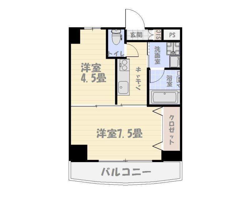 ヨーロピア荒田(2K/11階)の間取り写真