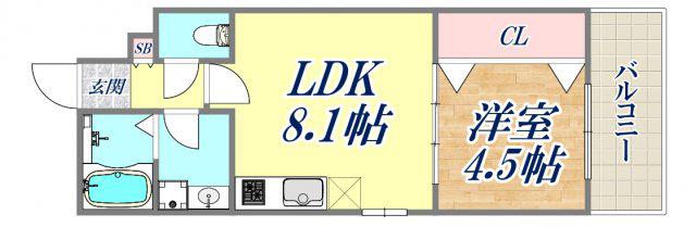 ジーメゾン平磯(1LDK/1階)の間取り写真