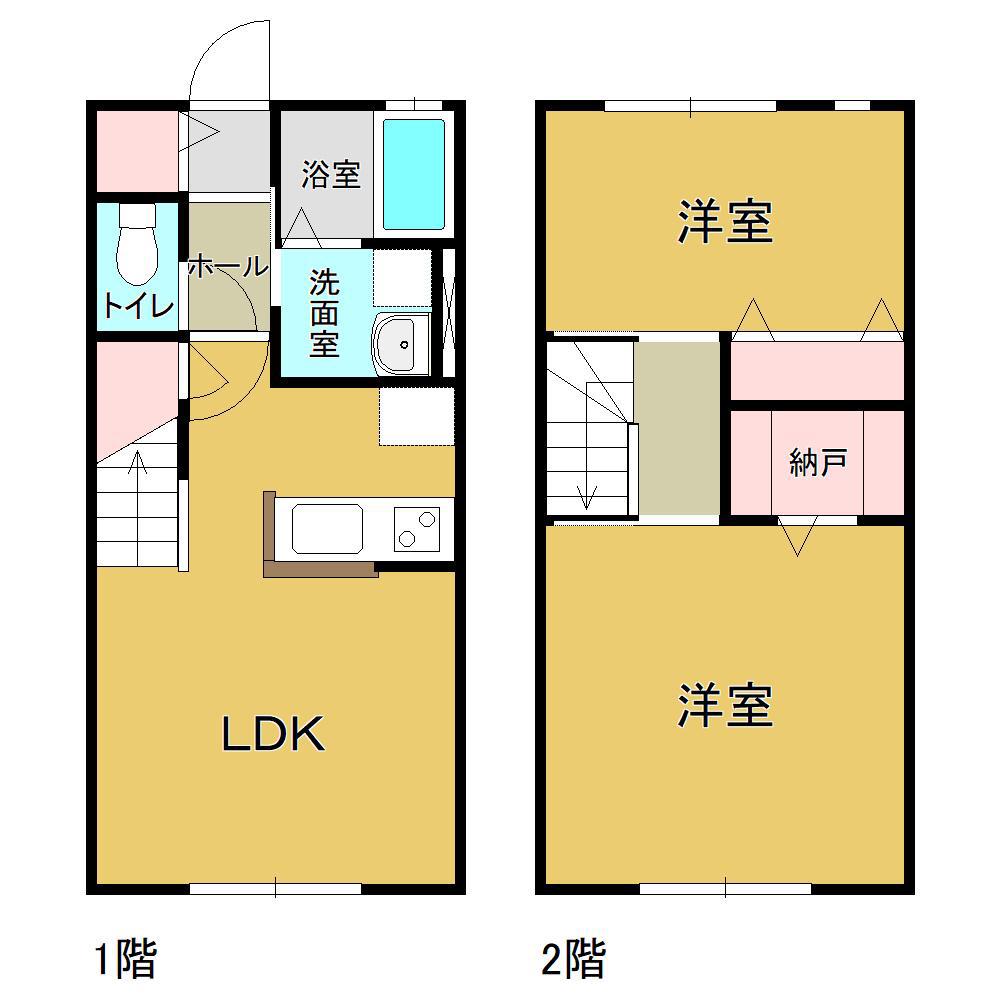 ルミエールII(2LDK/1階)の間取り写真