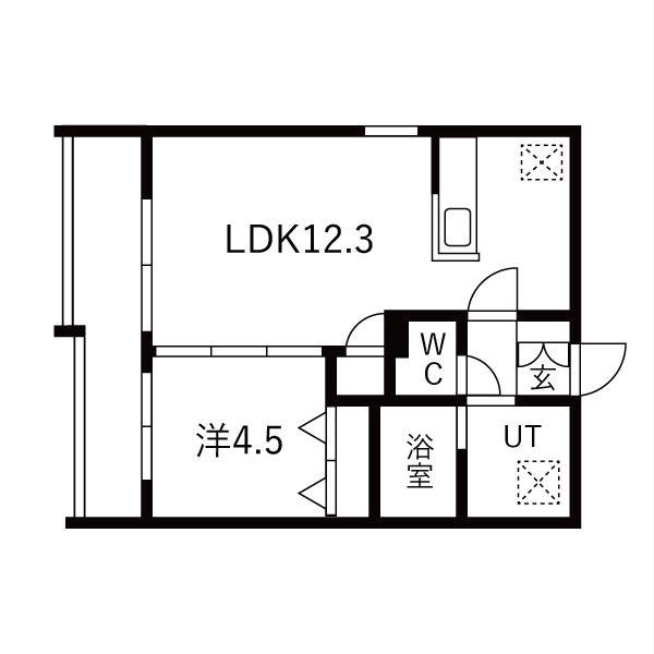 GA-千歳緑町1丁目MS(1LDK/3階)の間取り写真