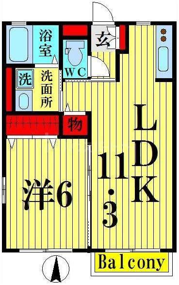 コージィコート A棟(1LDK/1階)の間取り写真