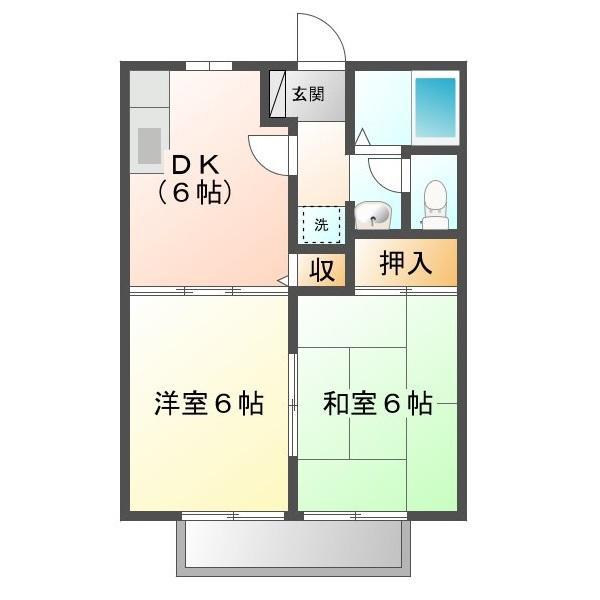 ビーライン泉A・B ペット(2DK/2階)の間取り写真