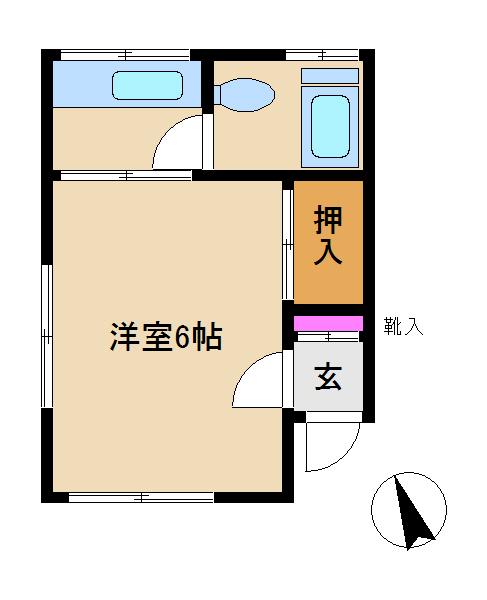 大野荘(1K/2階)の間取り写真