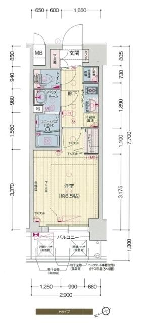 プレサンス OSAKA DOMECITYスクエア(1K/8階)の間取り写真