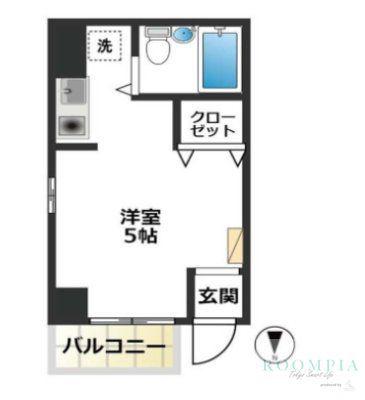 フラッツ早稲田(ワンルーム/1階)の間取り写真