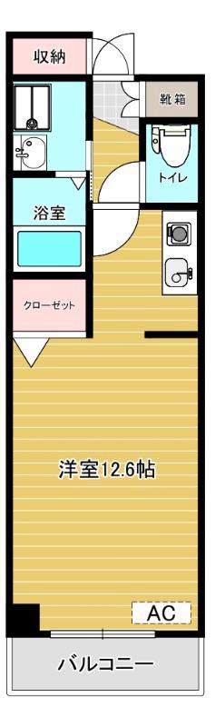 チャームテラス222W(ワンルーム/2階)の間取り写真