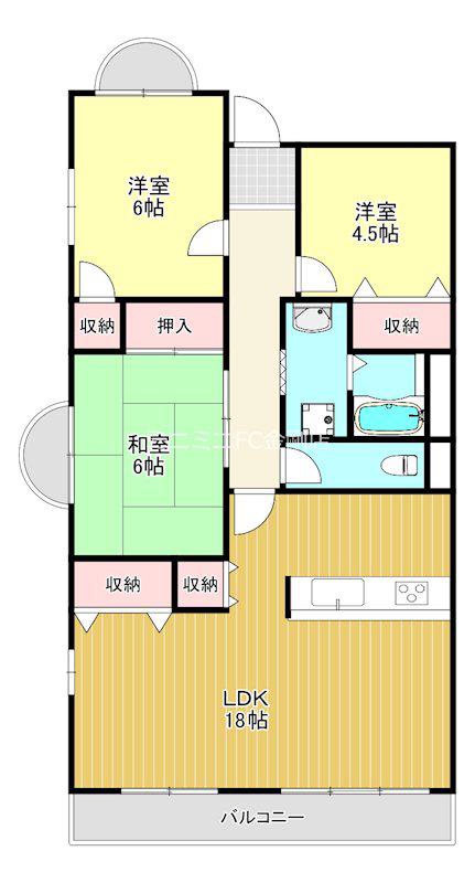 フォレストコート高尾(3LDK/1階)の間取り写真