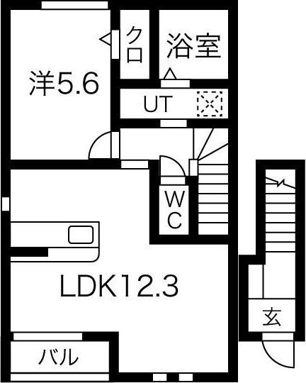 アスガルドB棟(1LDK/2階)の間取り写真
